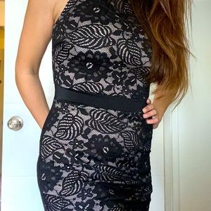 Black lace sheath dress
